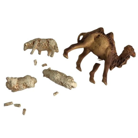 19 PIECE POSSIBLY ANTIQUE HAND PAINTED NATIVITY MADE IN ITALY - Picture 13 of 16